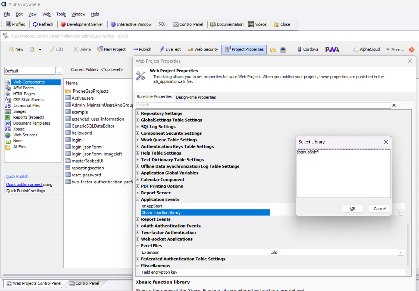 Dialog Window - Application Events
